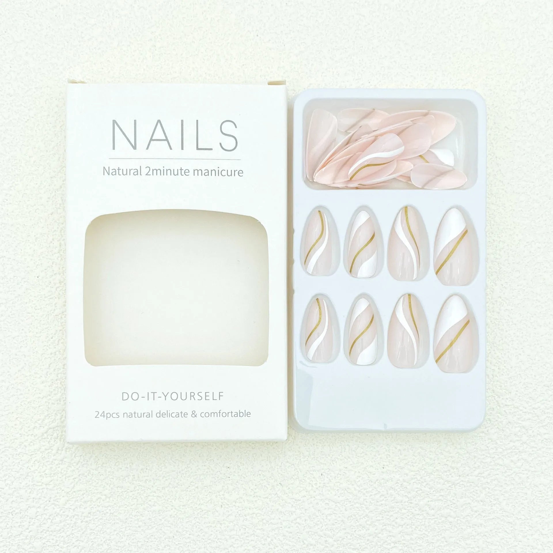 Wearable nail stickers with plaid pattern and translucent jelly glue finish in medium drop shape