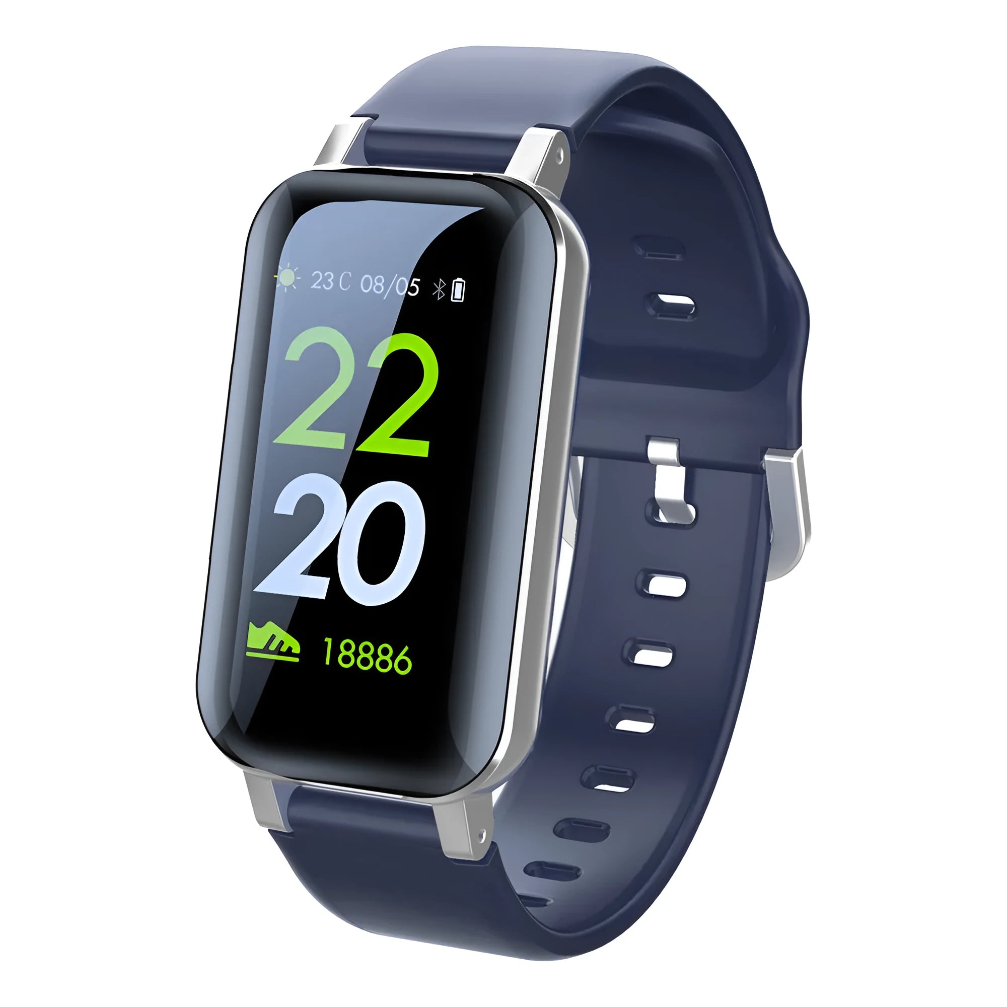 Call Bracelet smart fitness tracker on wrist showing heart rate monitor display