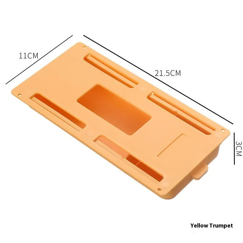 Adhesive plastic storage drawer box for under-table mounting in solid colours