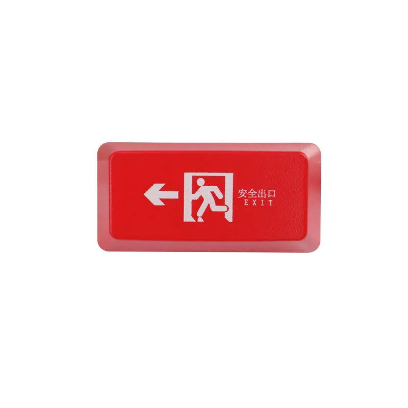 Safety evacuation exit key cap for mechanical keyboards in red and black colour options