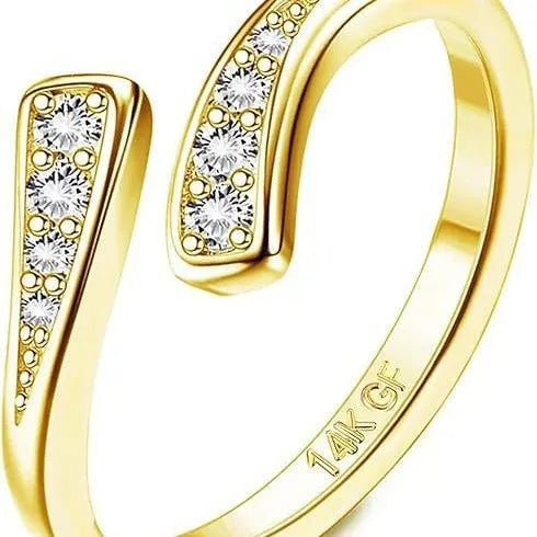 Geometric alloy toe ring with 14K thick gold plating at 0.5 thickness