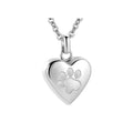 Titanium steel heart pendant casket necklace with love paw print design that opens for memorial ashes
