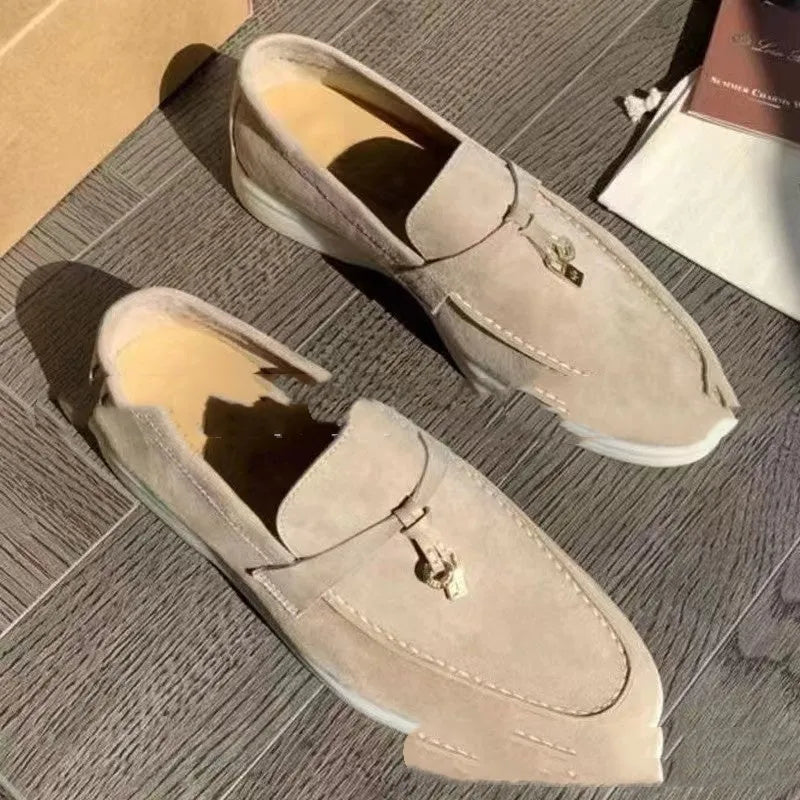 Unisex European slip-on loafers in multiple colours with rubber sole and steel toe cap