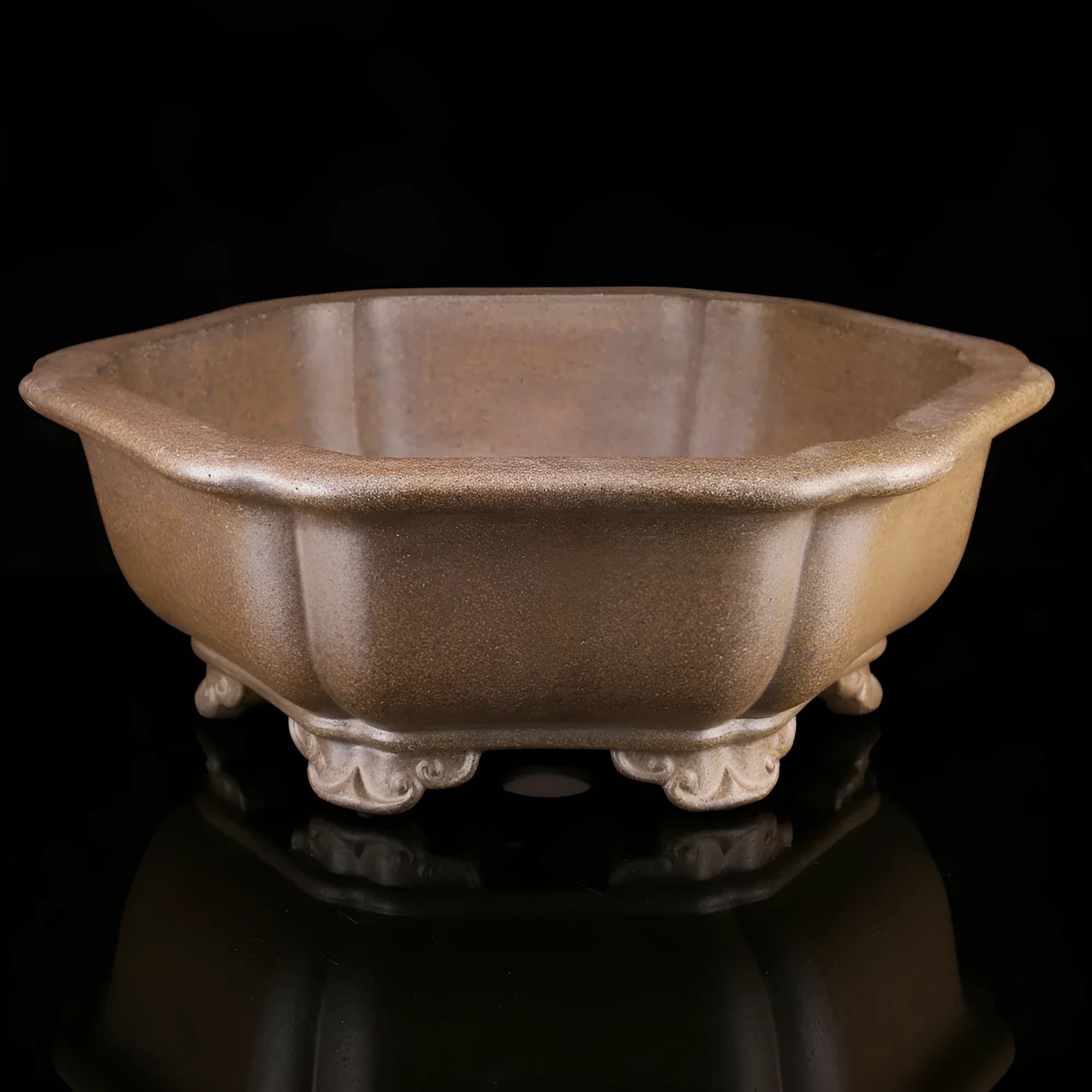 Large handmade purple sand tea basin for traditional Gongfu tea ceremonies