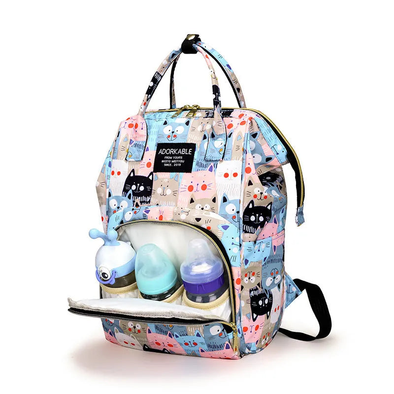 Large capacity nylon casual handbag with animal print and airpillow straps