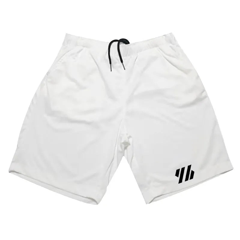 Loose fit metal silk fabric sports shorts in various colours including black, blue, and green for summer running and leisure.