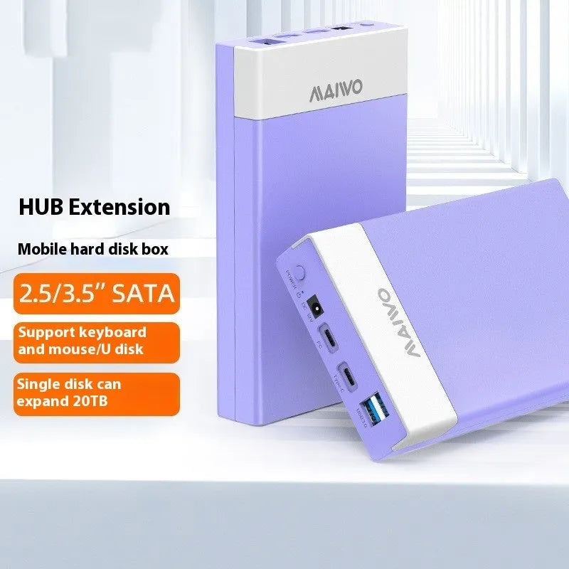 3.5 inch USB 3.0 SATA hard disk enclosure in two-tone colour with power supply and cable
