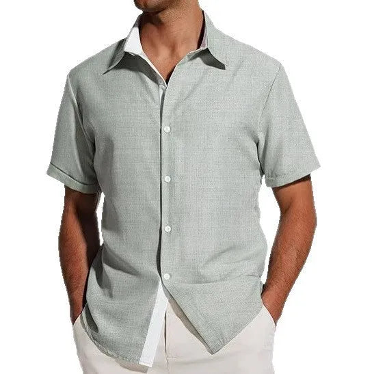 Men's floral print short-sleeved shirt in lightweight polyester fabric available in multiple colours