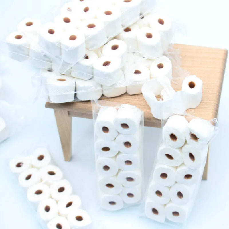 Miniature simulated tissue roll model for children's dollhouse and role-play activities