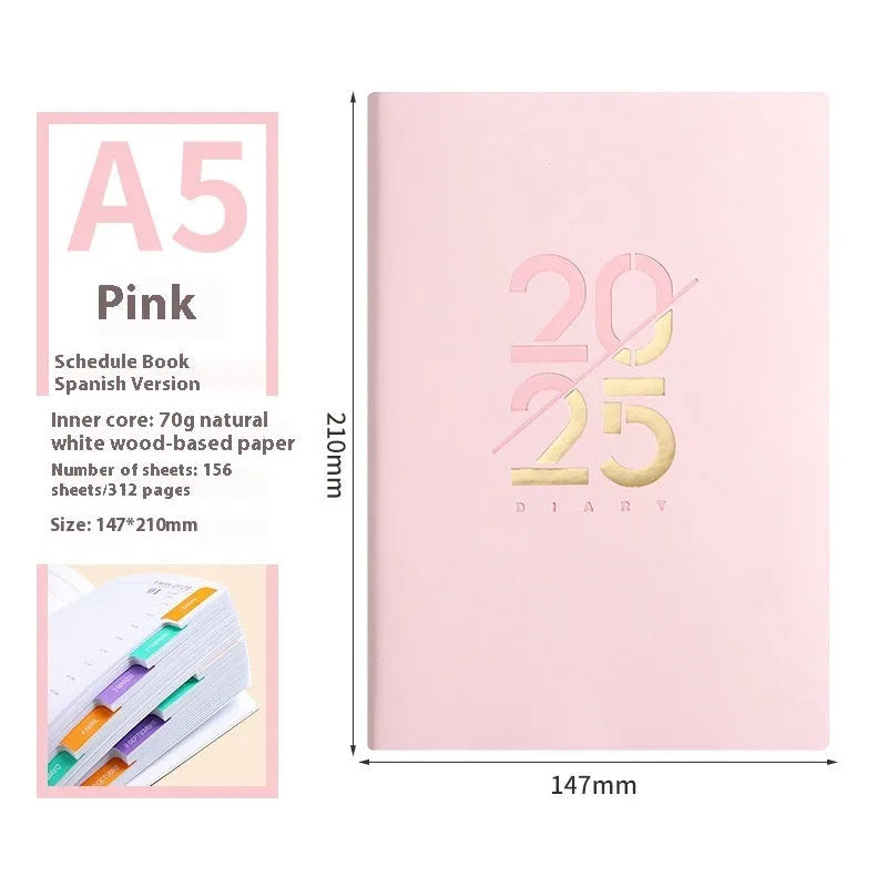 Soft leather A5 daily schedule book with 150 sheets in multiple colour options