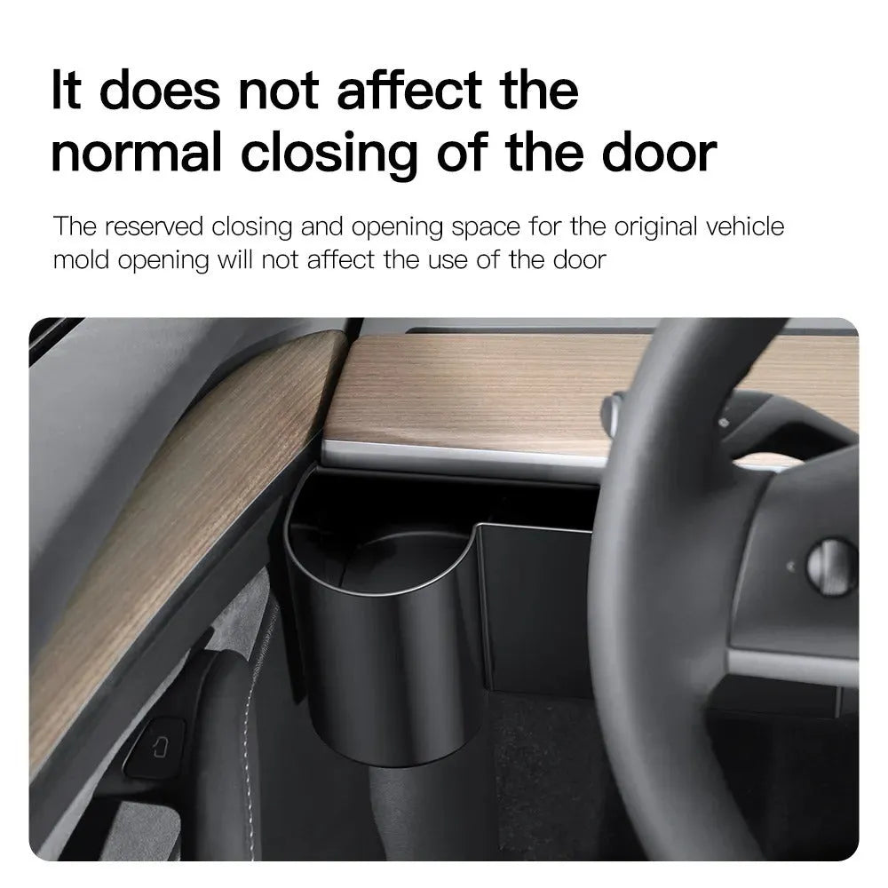 Plastic dashboard cup holder for left-hand drive Tesla Model 3 and Model Y vehicles