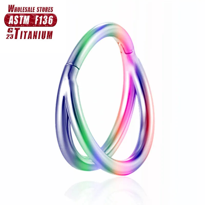 Titanium alloy nose ring body jewellery showing colour options and size variations