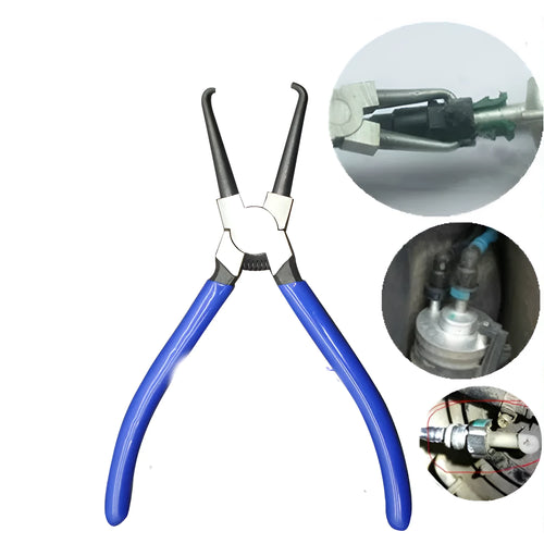 Iron and rubber caliper tubing pliers tool for automotive fuel line fittings in L and S sizes.
