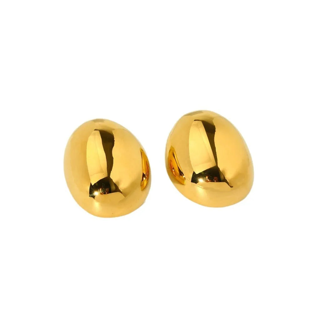 Geometric line stud earrings with 18K gold plating and glazed surface in DFE139 colour
