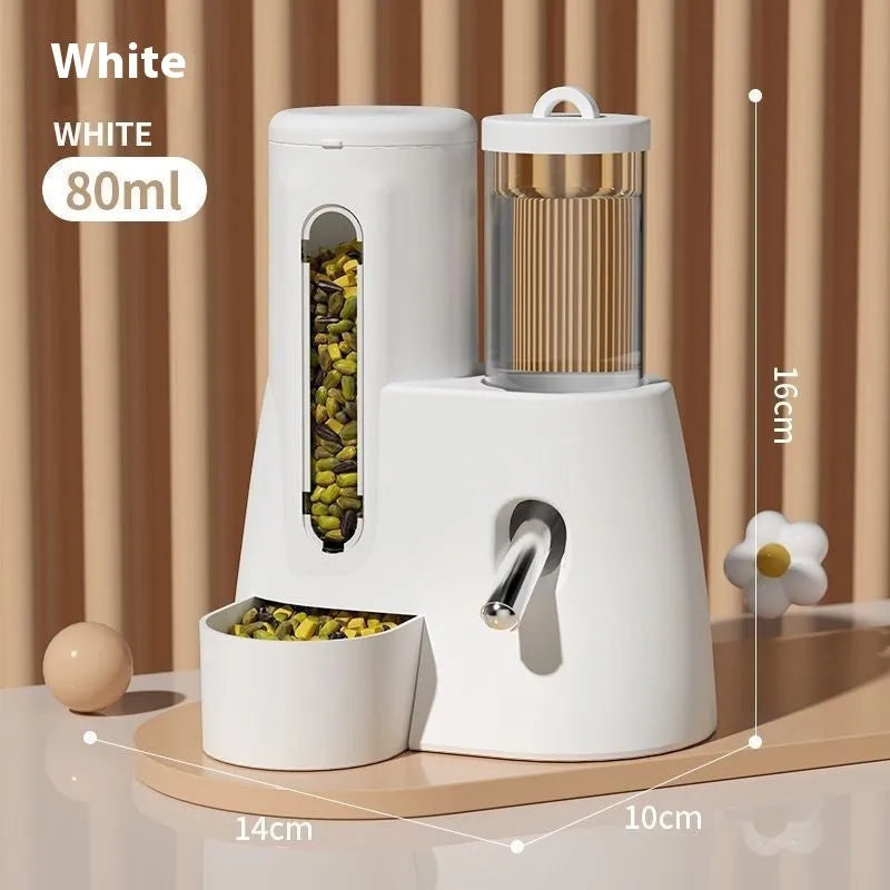 Hamster automatic drinking water feeder with food bowl in blue colour