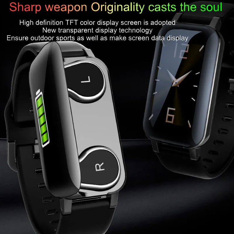 Call Bracelet smart fitness tracker on wrist showing heart rate monitor display