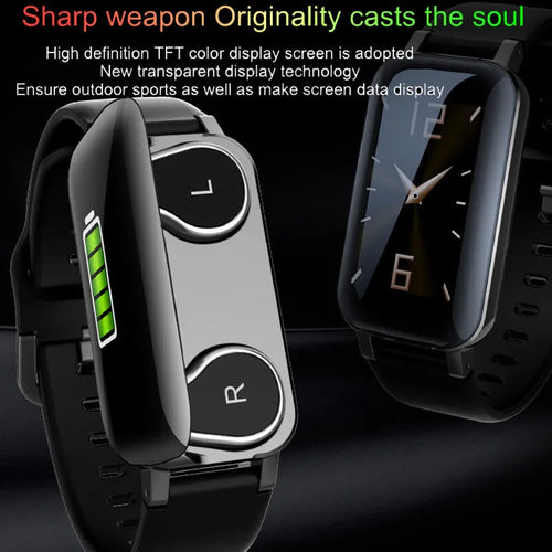 Call Bracelet smart fitness tracker on wrist showing heart rate monitor display
