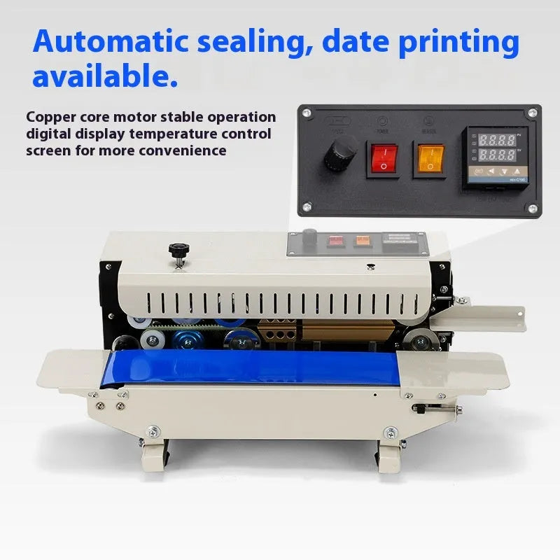 Mini portable manual sealing machine with date print function and steel construction