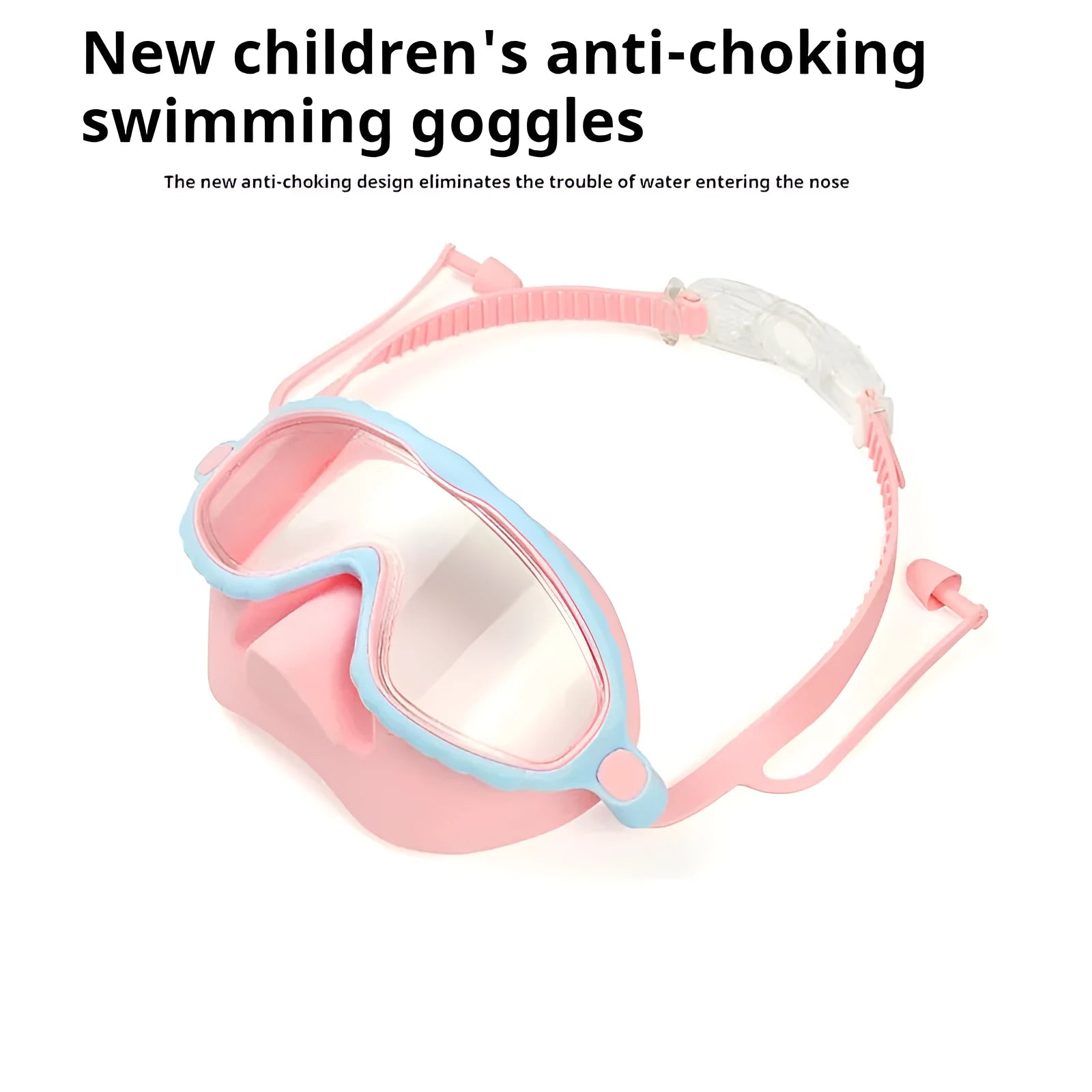 Children's anti-choked swimming goggles with HD anti-fog large frame in blue pink boxed packaging