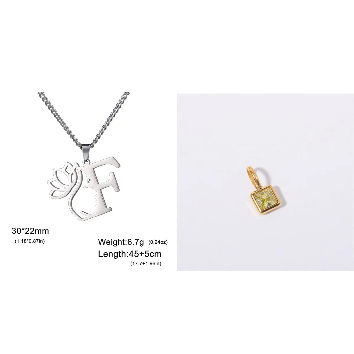 Stainless steel cross chain necklace with electroplated finish shown in gold and silver colour options