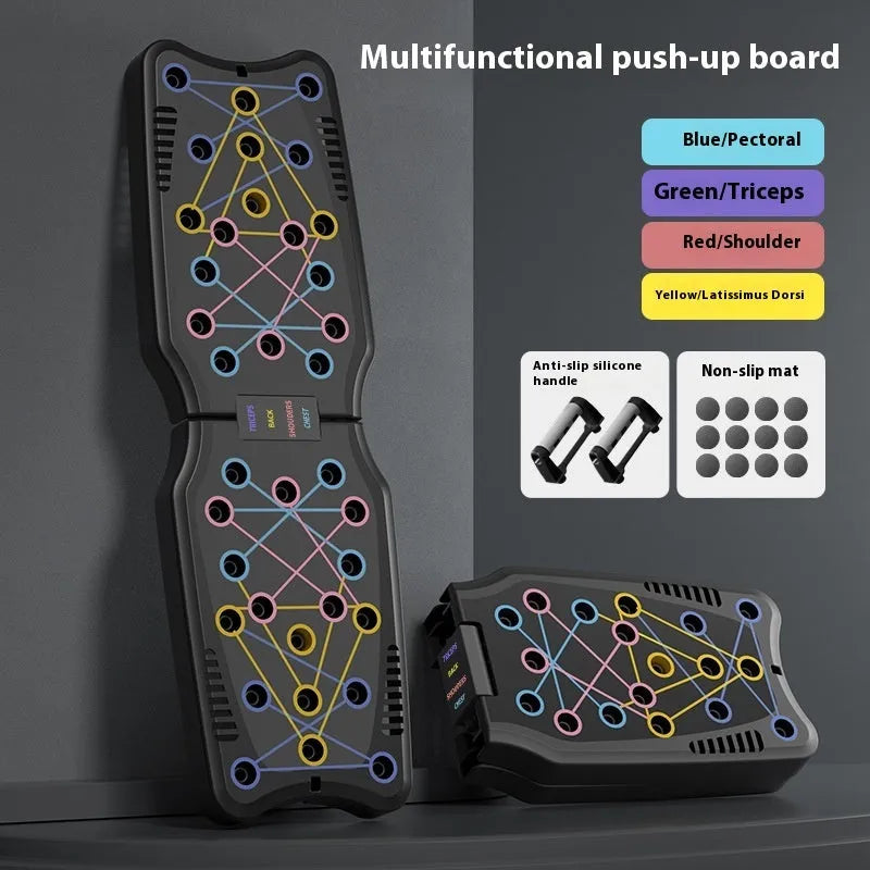 ABS plastic push up support plate fitness equipment on a floor, shown in available colour options.