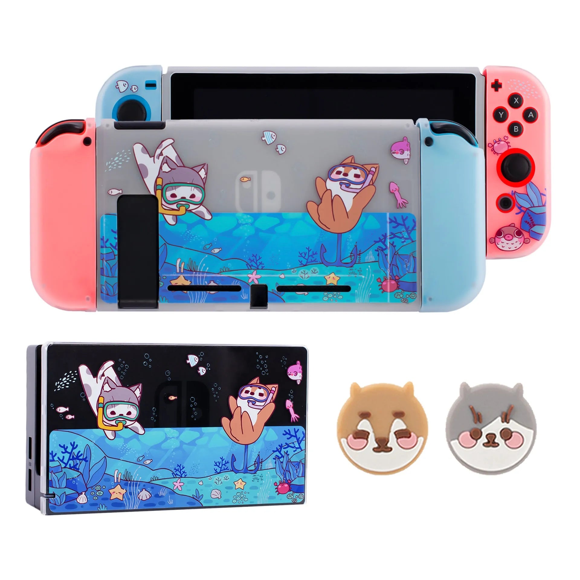 Pawdiary seabed exploration themed protective case for Nintendo Switch and Switch OLED consoles.