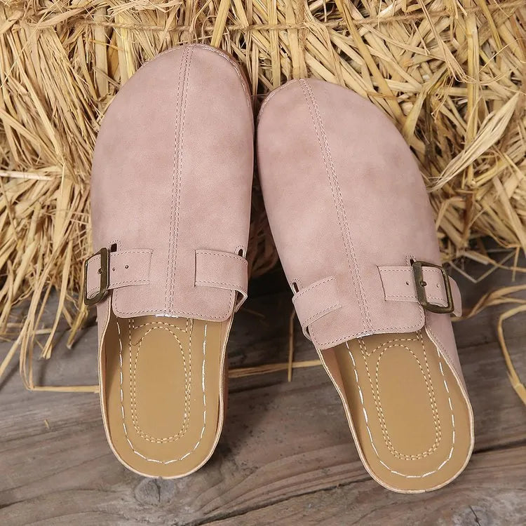 Women's casual wedge slippers with closed toe and rubber soles in multiple colour options