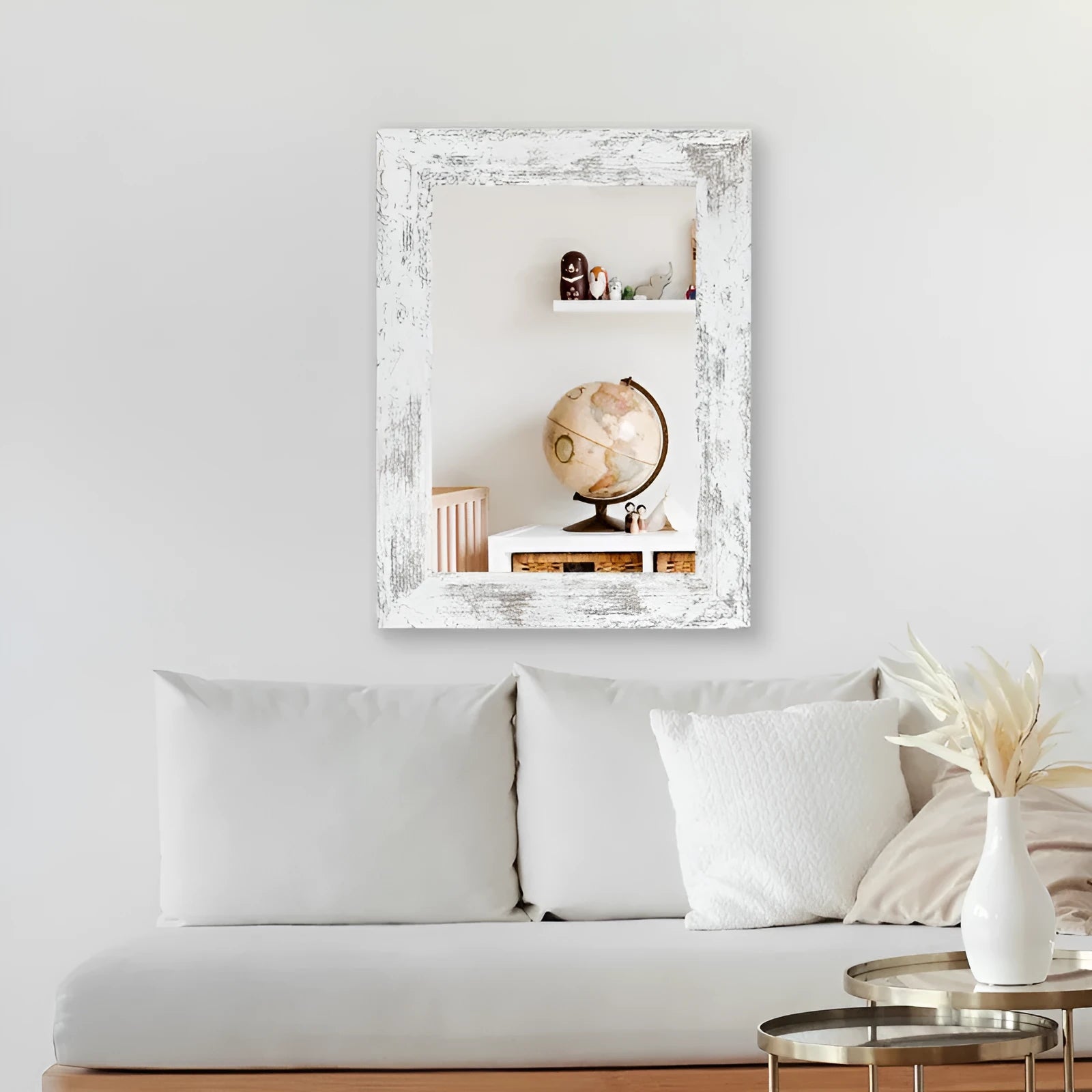 Little White wall-mounted dressing mirror with modern pastoral style and retro Chinese design