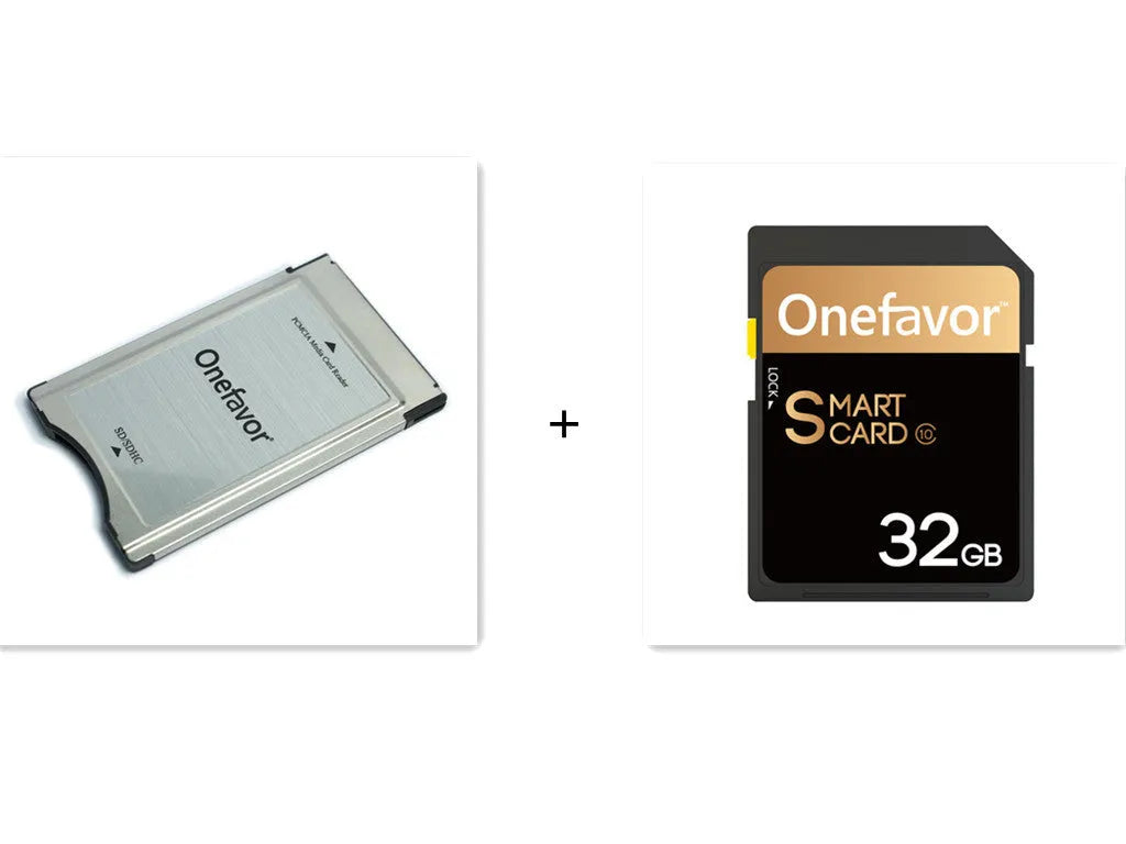 Mercedes-Benz SD to PCMCIA adapter card with stainless steel housing and 32GB SD card