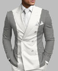 New men's printed posterior median split suit jacket in British style with colour matching pattern and black buttons