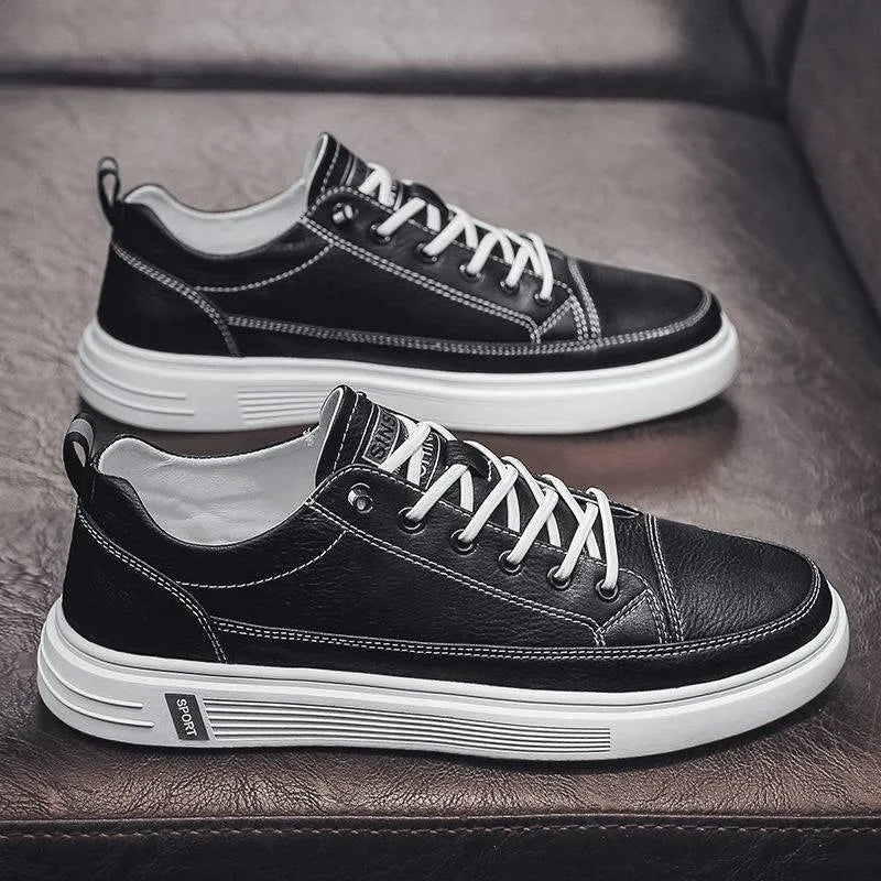 Men's white casual flat shoes with round toe and low heel for summer wear