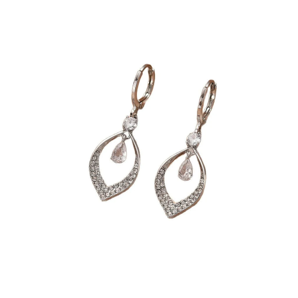 Copper water drop earrings with tassel, available in gold or silver electroplated finishes
