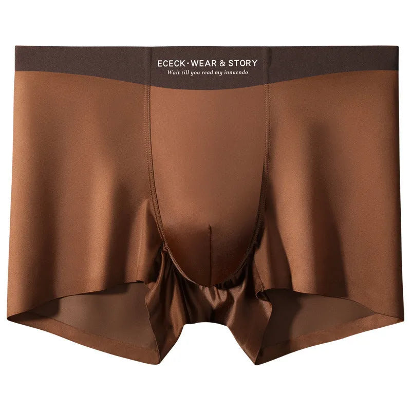 Men's colourblock Ice Silk seamless underwear laid flat, showing quick-dry fabric.