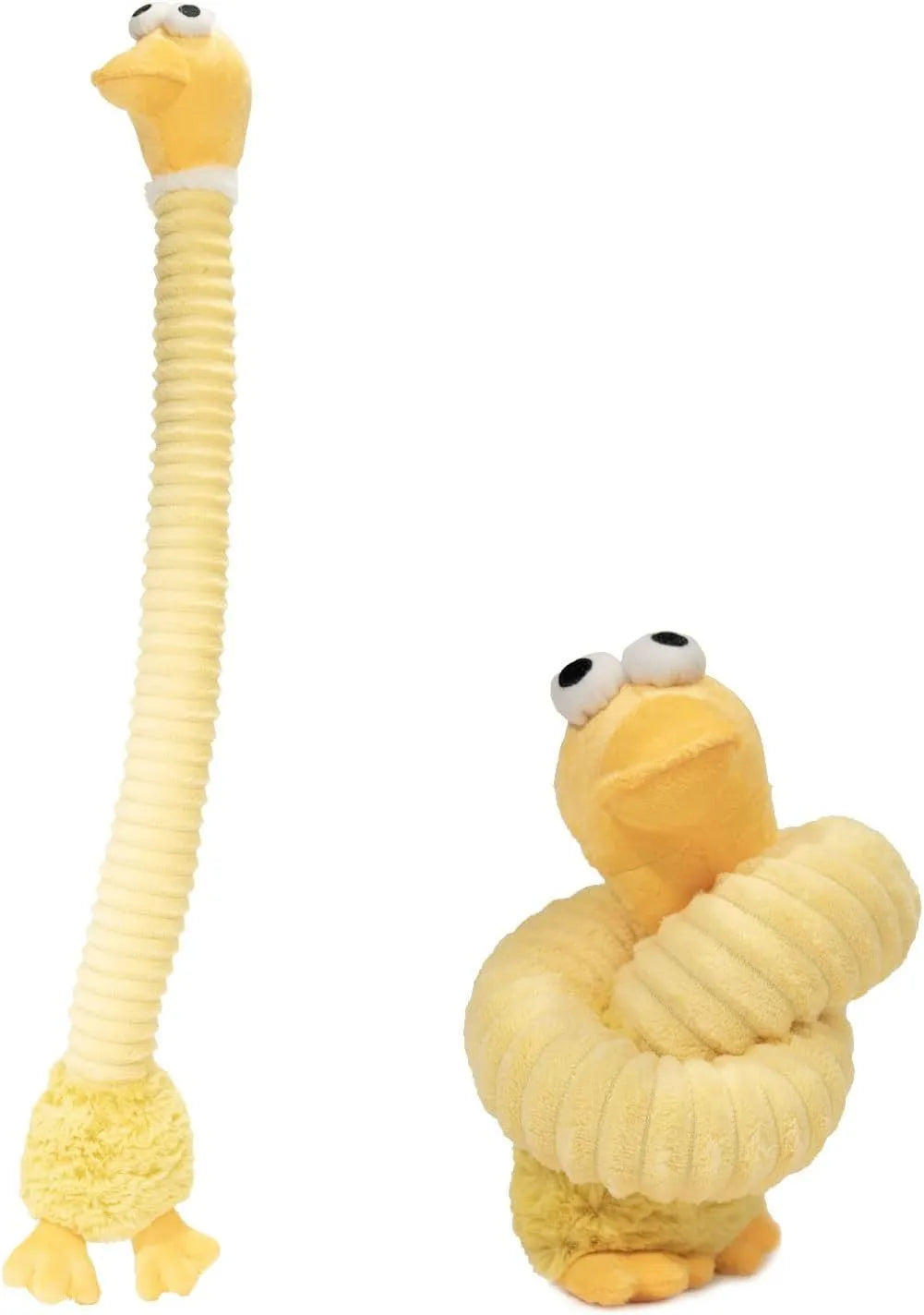 Brown grey yellow squeaky crinkle plush dog toy with stuffing for small medium large dogs