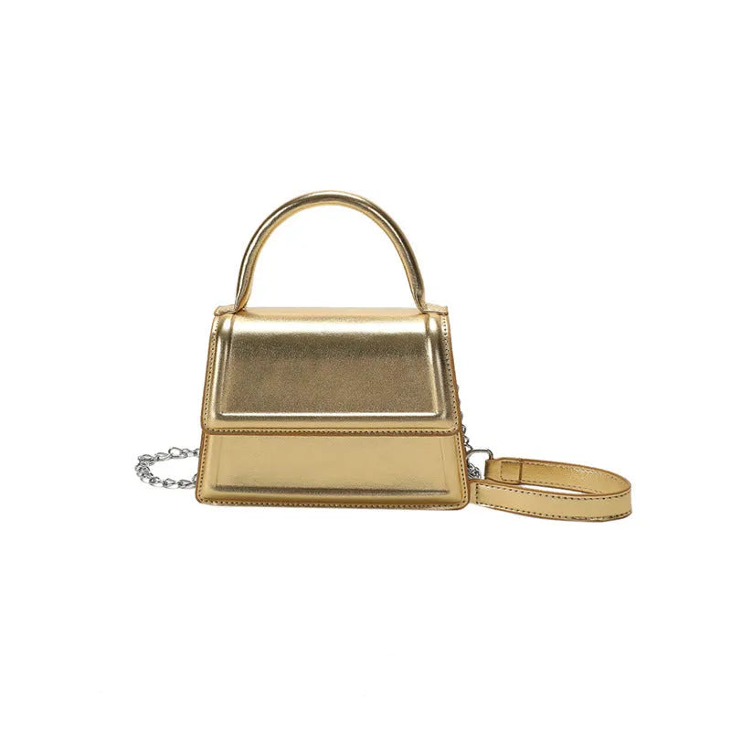Retro PU leather crossbody shoulder bag in horizontal square shape showing sewing line details