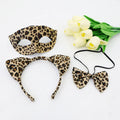 Halloween leopard print half face plastic mask and matching leopard print headband set