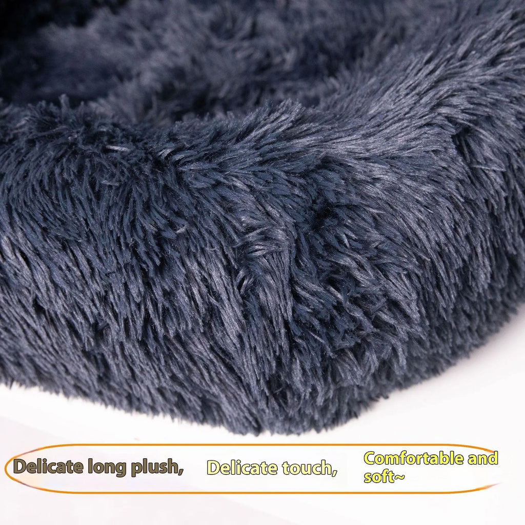 Vehicle-mounted thickened thermal pet mat on car seat showing raised sides and cloth material