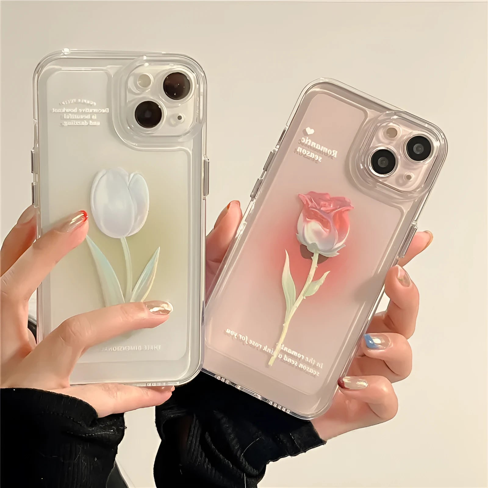 Tulip TPU all-inclusive shockproof phone case for iPhone in Gradient Rose and Tulip colours