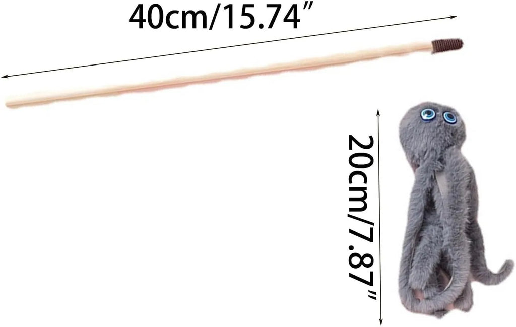 Octopus-themed cat toy on a long stick with bright colours, for interactive indoor play with kittens.