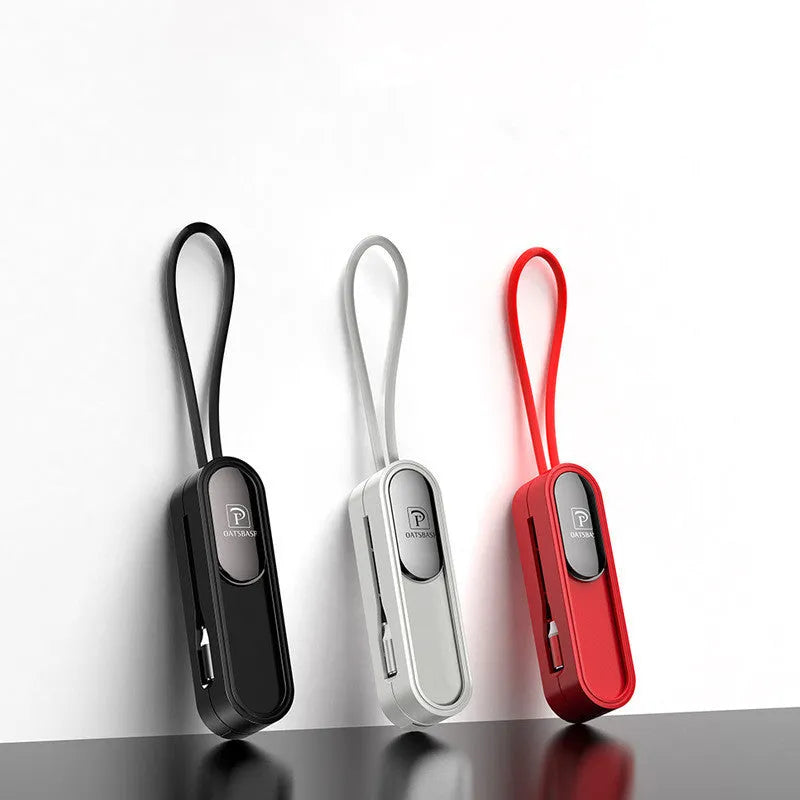 Magnetic three-in-one USB charging cable in black colour with 0.4 metre length