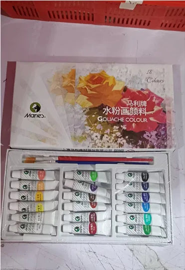 Boxed set of Marley gouache paint tubes in 12, 18, 24, or 36 colours with 5ml or 12ml capacity.