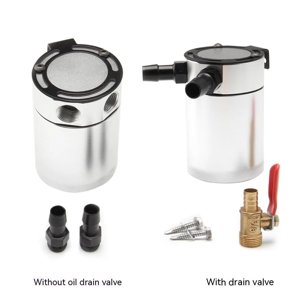 Aluminium automotive oil pot with two-hole design in black or silver colour