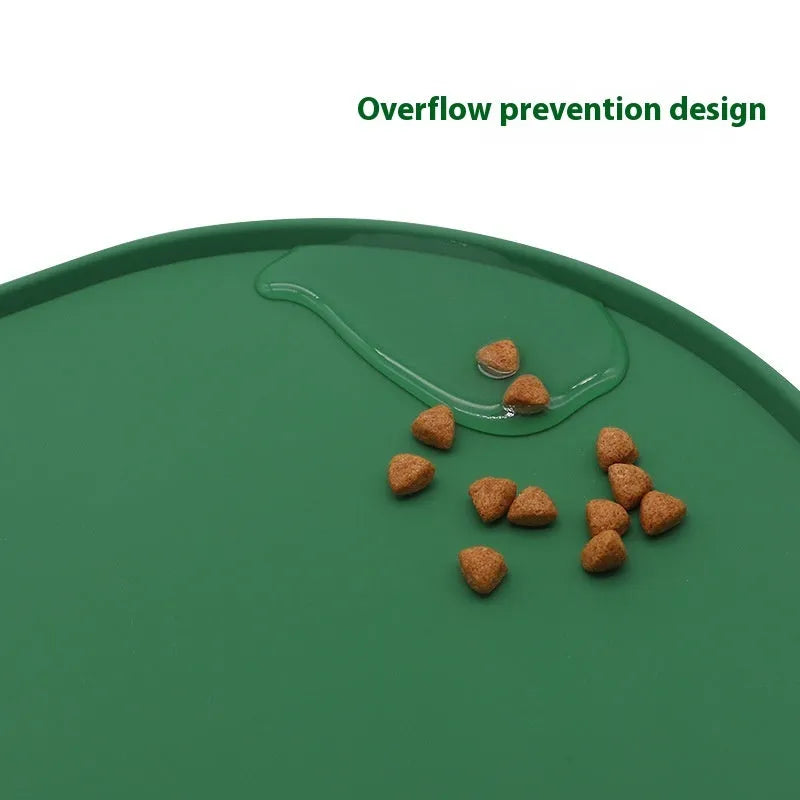 Silicone waterproof cat feeding placemat in beige colour on a wooden floor