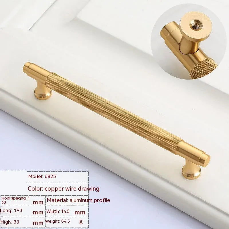 Brushed brass aluminium furniture handle with European style design for cupboard and drawer installation