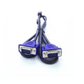 Black VGA cable with blue mould connector measuring 1.5 metres for computer to monitor connection