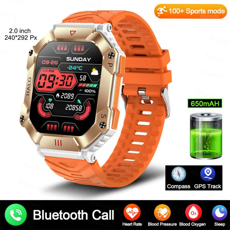 Android GPS smart watch with titanium case and multiple strap options including black camouflage and brown leather