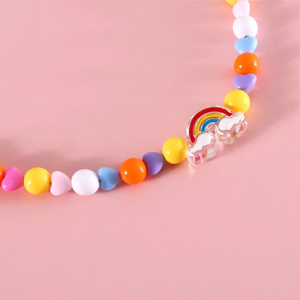 Colourful plastic pearl pet necklace for cats with small flower bead design and adjustable sizing