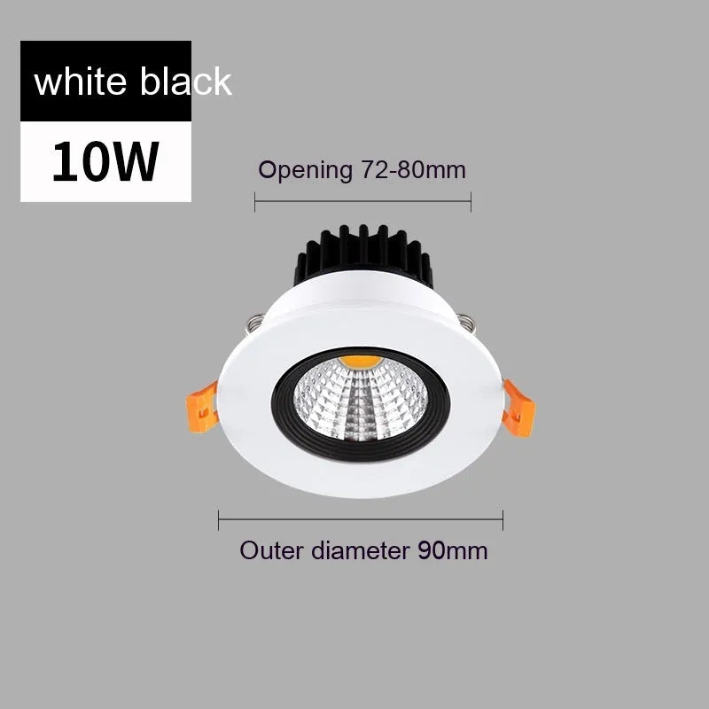 White aluminium LED recessed ceiling spotlight with three colour light settings