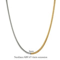 Gold-coloured stainless steel snake bones chain necklace with 3mm thickness and geometric lines