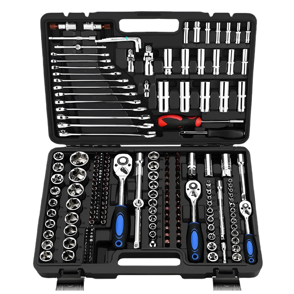 Chromium vanadium steel socket ratchet wrench set for auto and home repair